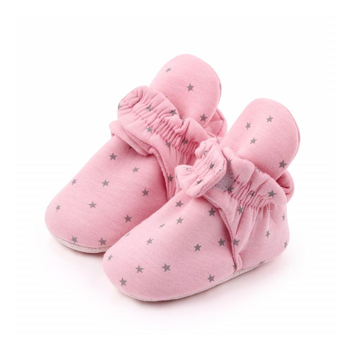 Botosei roz cu stelute gri pentru bebelusi (Marime Disponibila: 3-6 luni (Marimea 18 incaltaminte)) MDd2378-1-bo6