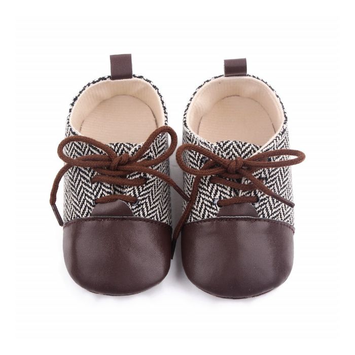 Pantofiori eleganti maro cu alb in zig zag (Marime Disponibila: 6-9 luni (Marimea 19 incaltaminte)) ADd2669-1-p10