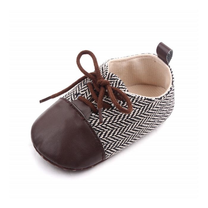 Pantofiori eleganti maro cu alb in zig zag (Marime Disponibila: 6-9 luni (Marimea 19 incaltaminte)) ADd2669-1-p10