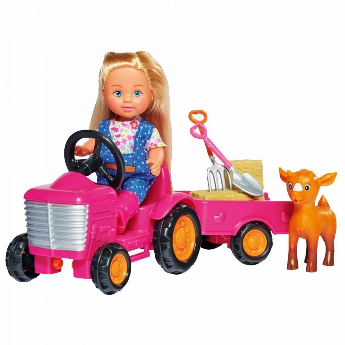 Set Simba Papusa Evi Love 12 cm, tractor cu remorca si accesorii HUBS105733518