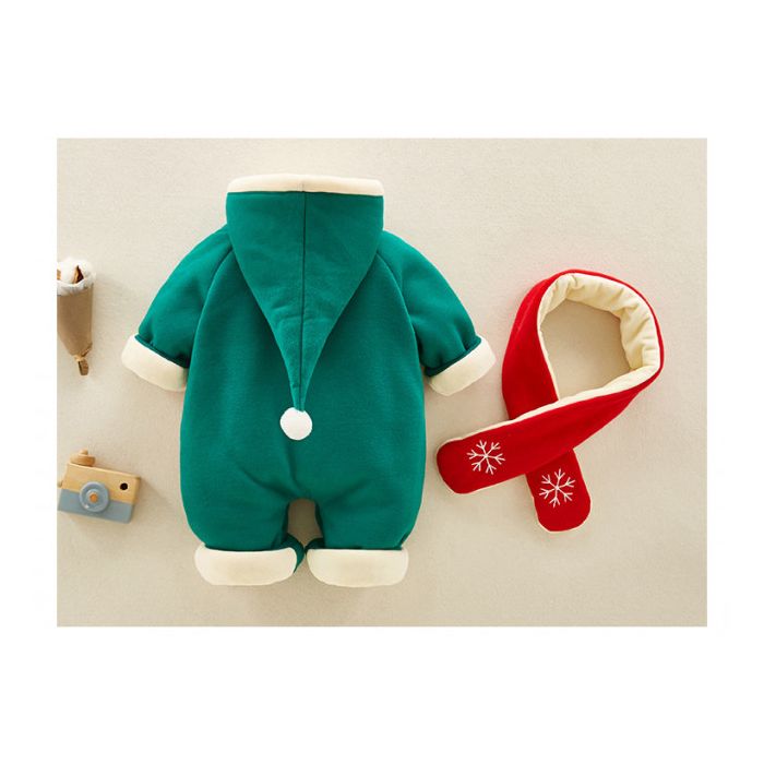 Combinezon verde pentru bebelusi - Hello Christmas (Marime Disponibila: 12-18 luni (Marimea 21 incaltaminte)) MBMS78