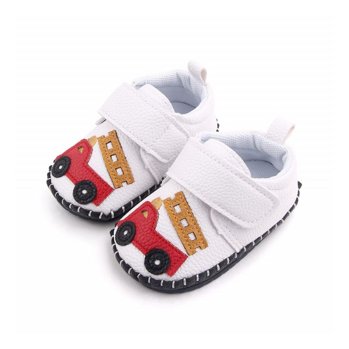 Pantofiori albi pentru baietei - Masinuta (Marime Disponibila: 3-6 luni (Marimea 18 incaltaminte)) MBd2659-3-p29