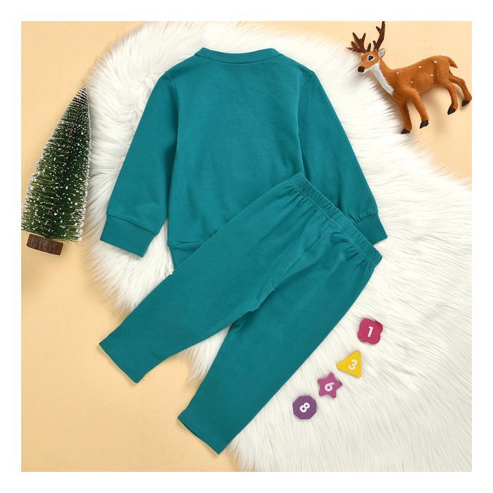 Pijama turqoise pentru copii - Merry Christmas (Marime Disponibila: 3-6 luni (Marimea 18 incaltaminte)) MBMS06