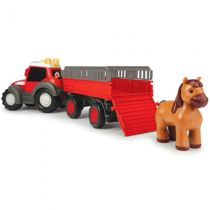 Tractor Dickie Toys Happy Ferguson Animal Trailer cu remorca si figurina HUBS204115002