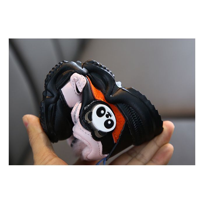 Adidasi negri cu roz imblaniti pentru fetite - Panda (Marime Disponibila: Marimea 21) MDYY-2-2-p25