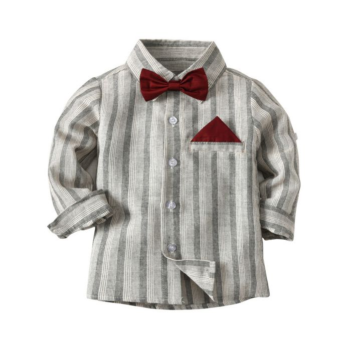 Costum elegant pentru baietei cu papion si bretele (Marime Disponibila: 9-12 luni (Marimea 20 incaltaminte)) MD19B437