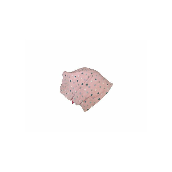 Caciula copii Pink Stars 3-6 luni, cu bordura, in strat dublu, din bumbac KDECDB36PIST