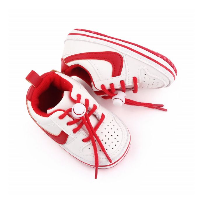 Adidasi albi cu rosu pentru baietei (Marime Disponibila: 6-9 luni (Marimea 19 incaltaminte)) ADd2660-2-sa21