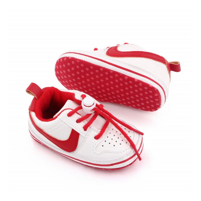 Adidasi albi cu rosu pentru baietei (Marime Disponibila: 6-9 luni (Marimea 19 incaltaminte)) ADd2660-2-sa21