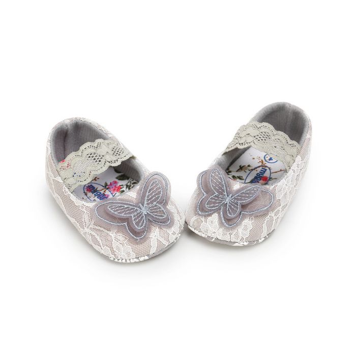 Pantofiori pentru fetite - Fluturasul gri (Marime Disponibila: 9-12 luni (Marimea 20 incaltaminte)) MDMY67-2-sa21