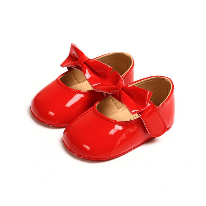 Pantofiori rosii din lac cu fundita pentru fetite (Marime Disponibila: 6-9 luni (Marimea 19 incaltaminte)) ADYM70-3-sa23