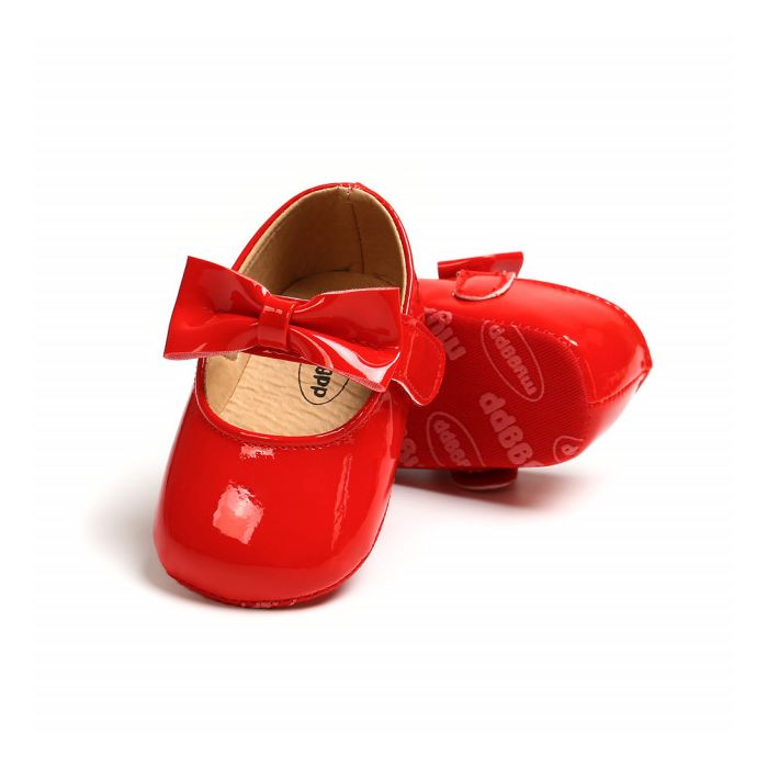 Pantofiori rosii din lac cu fundita pentru fetite (Marime Disponibila: 9-12 luni (Marimea 20 incaltaminte)) ADYM70-3-sa23