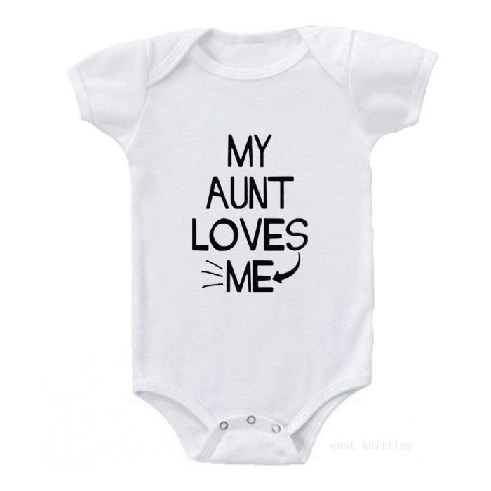Body alb pentru bebelusi - My aunt loves me (Marime Disponibila: 0-3 luni) ADHY5347