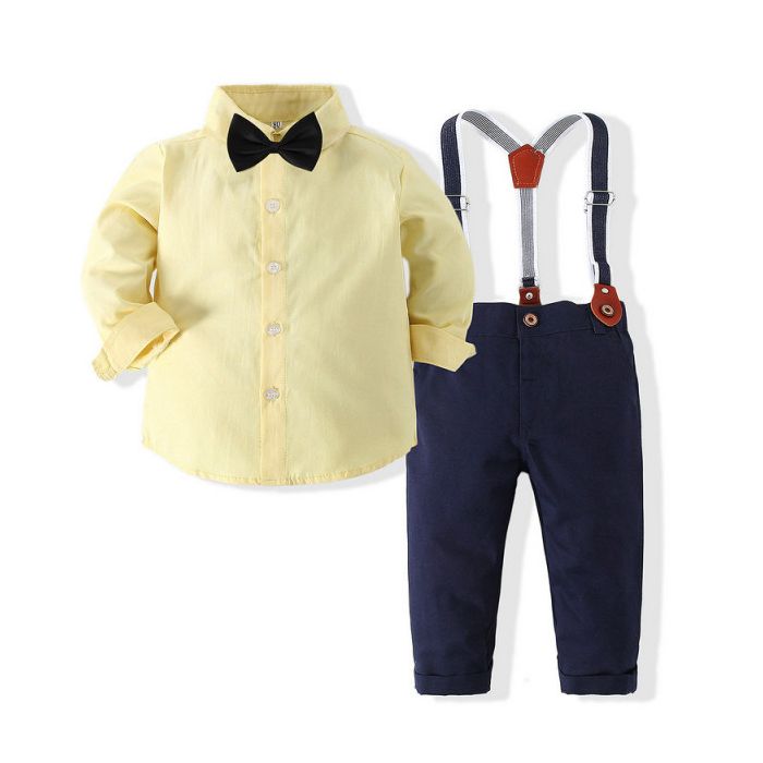 Costum pentru baietei cu papion si camasuta galbena (Marime Disponibila: 2 ani) ADtzb0496-1-DE2