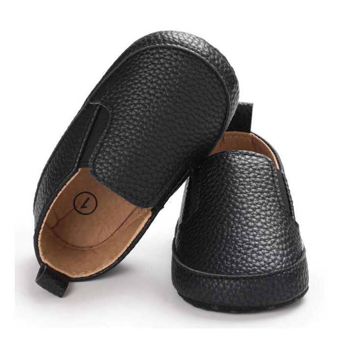 Pantofiori negri tip mocasini (Marime Disponibila: 6-12 luni (Marimea 19 incaltaminte)) ADB232-2-sa29