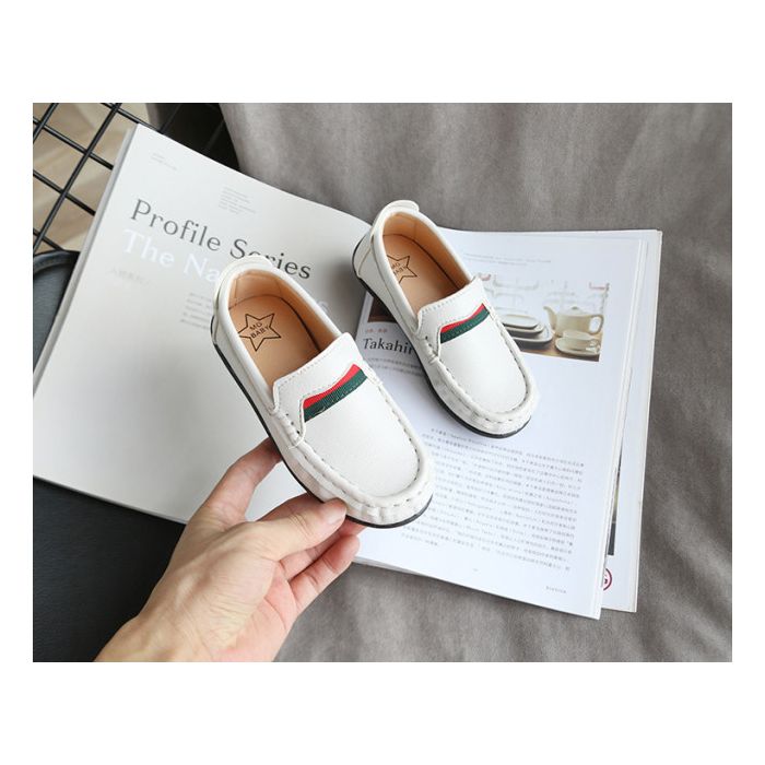 Pantofi eleganti albi tip mocasini pentru baietei (Marime Disponibila: Marimea 30) LIv358-1-SA48