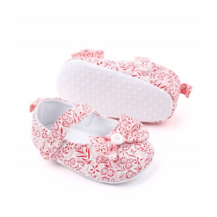 Pantofiori albi cu floricele rosii (Marime Disponibila: 3-6 luni (Marimea 18 incaltaminte)) ADd2424-1-sa24