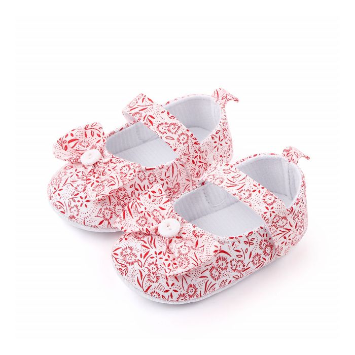Pantofiori albi cu floricele rosii (Marime Disponibila: 3-6 luni (Marimea 18 incaltaminte)) ADd2424-1-sa24