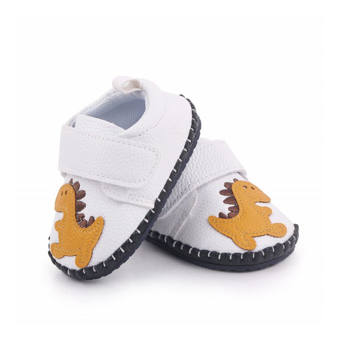 Pantofiori albi pentru baietei - Dino (Marime Disponibila: 3-6 luni (Marimea 18 incaltaminte)) LId2659-4-sa26