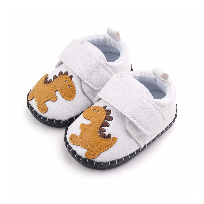 Pantofiori albi pentru baietei - Dino (Marime Disponibila: 6-12 luni (Marimea 19 incaltaminte)) LId2659-4-sa26
