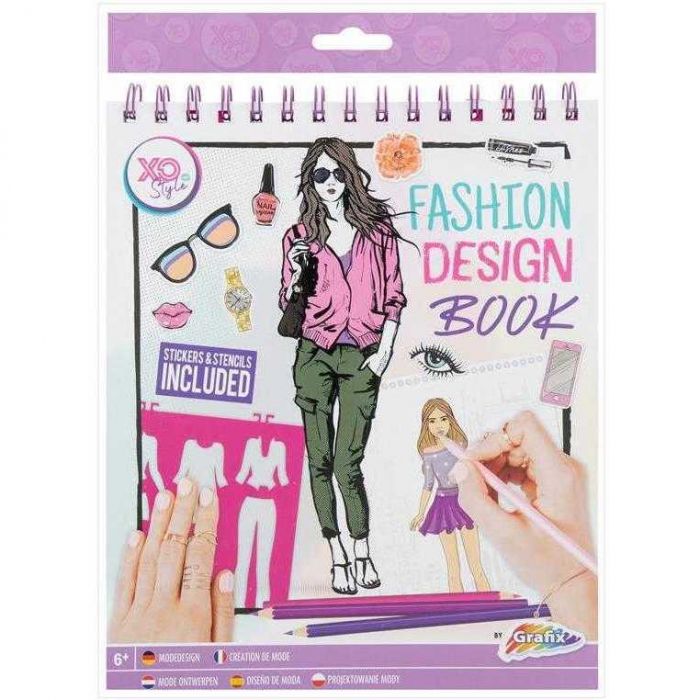Carte de colorat Fashion Design Book cu stickere si sabloane incluse Grafix GR230005 BBJGR230005_Initiala