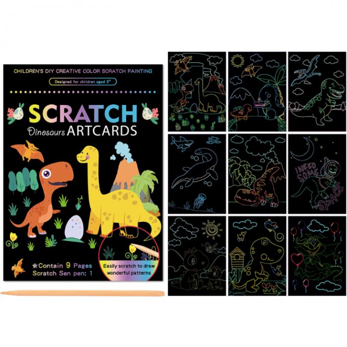 Set 9 planse razuibile Scratch ArtCards Bambinice BN047 BBJBN047_Dinozauri