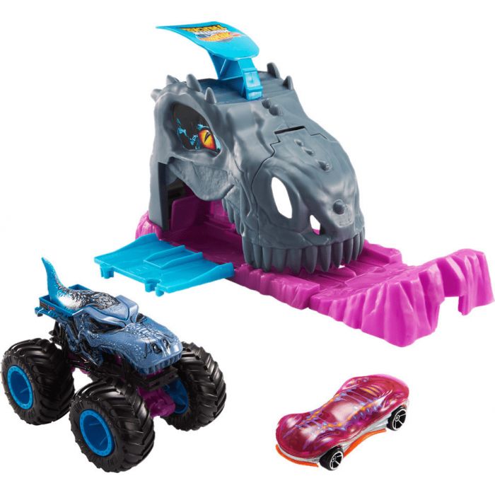 HOT WHEELS LANSATOR MONSTER TRUCK TEAM MEGA WREX CU DOUA MASINUTE VIVMTGKY01_GVK00