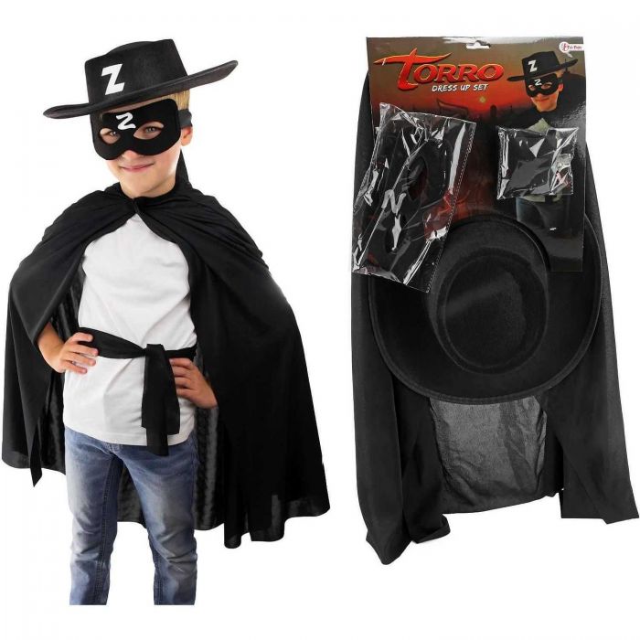 Costum Zorro format din Pelerina, Masca si Palarie Toi-Toys TT12526A BBJTT12526A_Negru