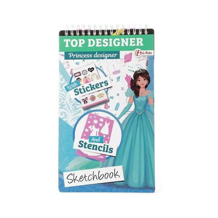 Carte de colorat Top Designer cu stickere si sabloane incluse Toi-Toys TT46101Z BBJTT46101Z_Princess Designer