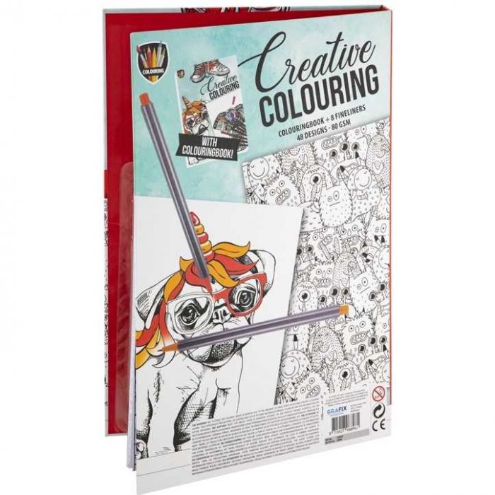 Carte de colorat adulti 33x22x3 cm, 48 desene si 8 carioci colorate incluse Grafix GR150032 BBJGR150032_Design 2