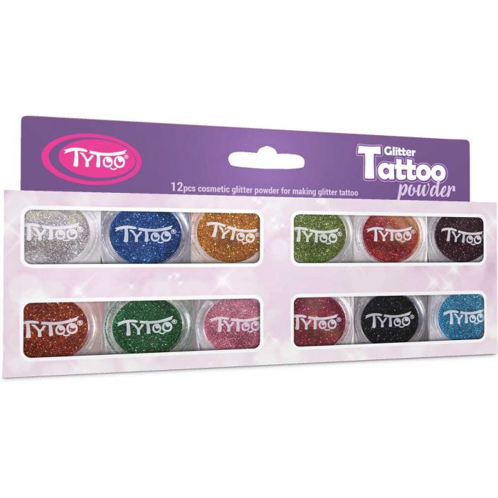 Set 12 recipiente cu sclipici pentru tatuaje temporare Tytoo KKCPU2520008 BBJKKCPU2520008_Initiala