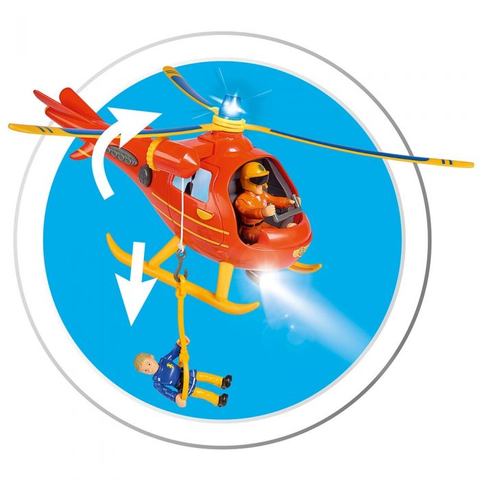 Elicopter electric Simba Fireman Sam Wallaby cu figurina Tom HUBS109252510038