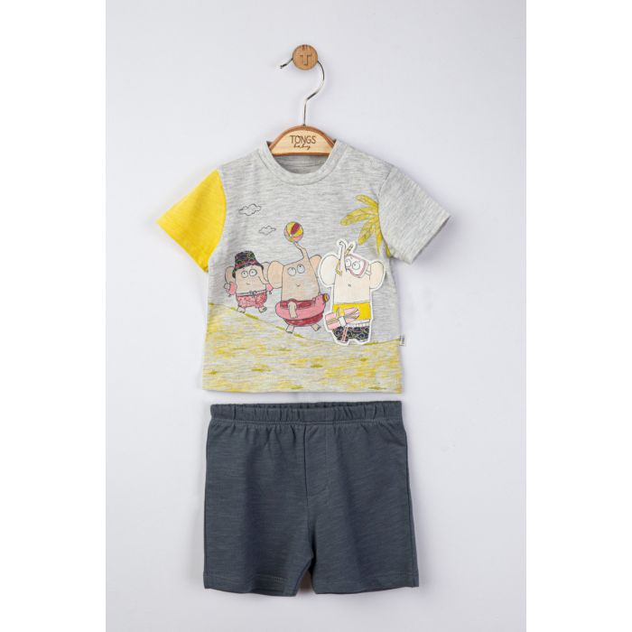 Set tricou de vara cu pantalonasi pentru bebelusi Swim, Tongs baby (Culoare: Somon, Marime: 6-9 luni) JEMtgs_4142_7