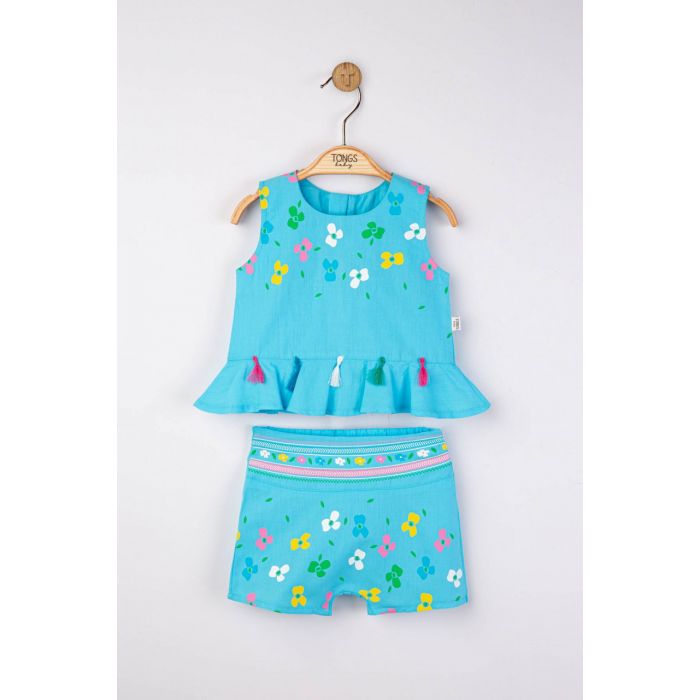 Set elegant bluzita de vara cu pantalonasi pentru fetite Ciucurasi, Tongs baby (Culoare: Albastru, Marime: 6-9 luni) JEMtgs_4271_3