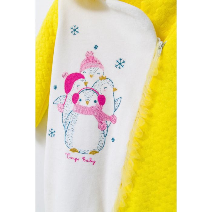 Salopeta pentru bebelusi de iarna Pinguins, Tongs baby (Culoare: Portocaliu, Marime: 0-3 Luni) JEMtgs_4531_1