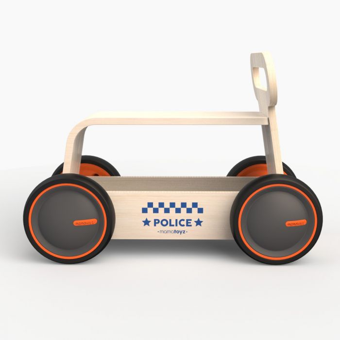 Jucarie din lemn 3 in 1 Politie DriveMe Wood: masinuta ride-on, premergator si carucior de jucarii MamaToyz JEMMtyz_rideonwood2