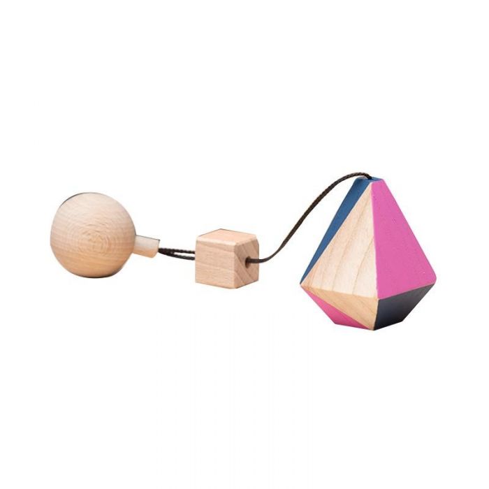 Jucarie Montessori din lemn, poliedru pentru centru activitati, roz-albastru, Mobbli KDGMBL-FG-CL-03