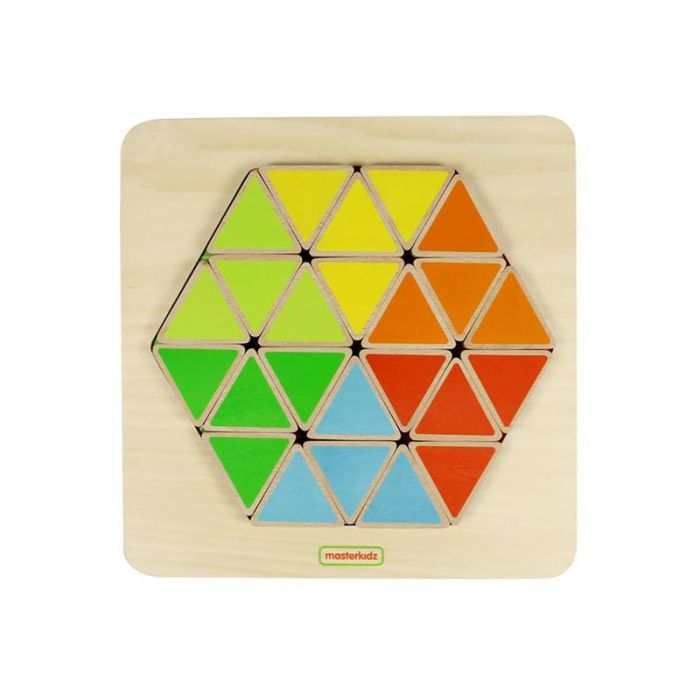 Panou educativ creativ Hexagon colorat, din lemn, +3 ani, Masterkidz KDGMK02297