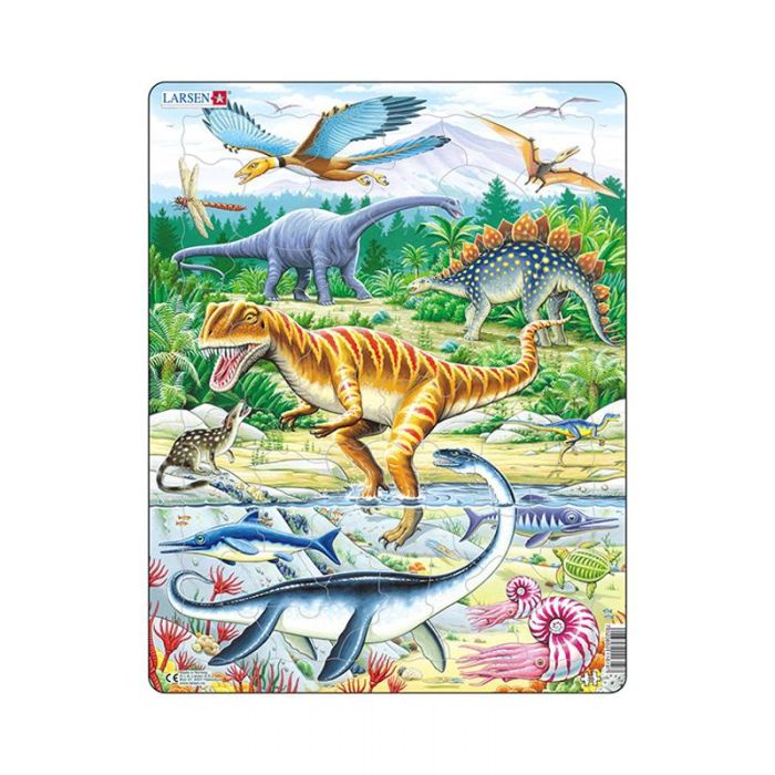Puzzle maxi Dinozauri, orientare tip portret,  35 de piese, Larsen KDGLS-FH16