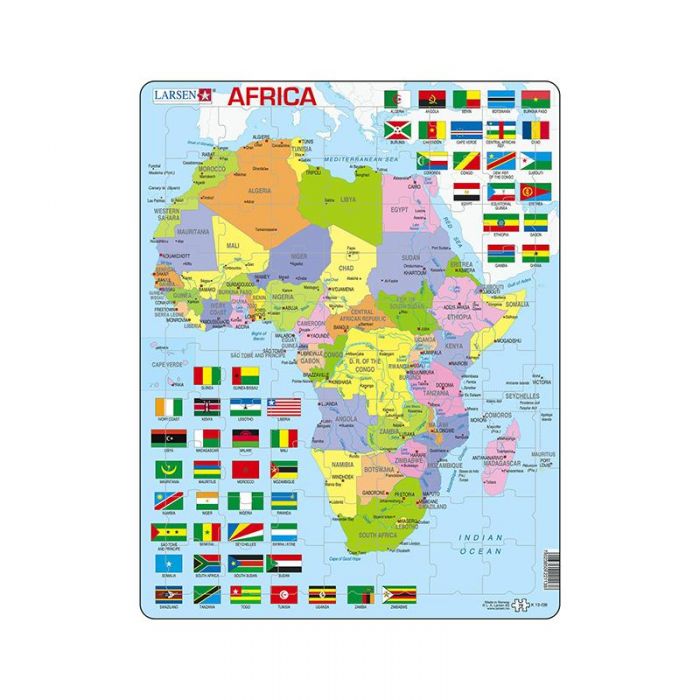 Puzzle maxi Harta Africii, orientare tip portret, 70 de piese, Larsen KDGLS-K13-GB