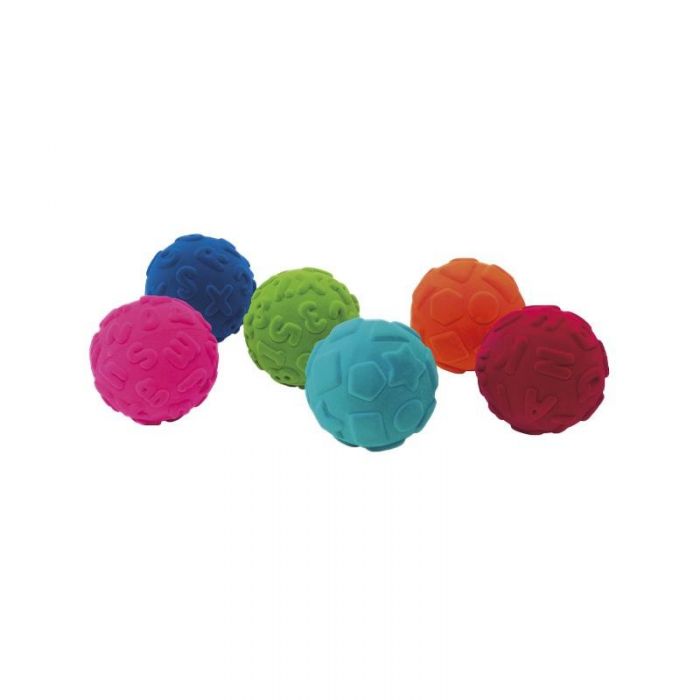 Set 6 mingiute colorate educative din cauciuc natural, 10 cm, Rubbabu KDGRU20313