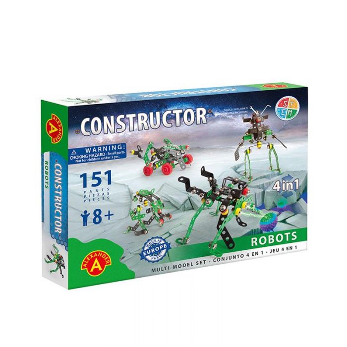 Set constructie 151 piese metalice Constructor Roboti 4in1, Alexander KDGAXCONS-1648