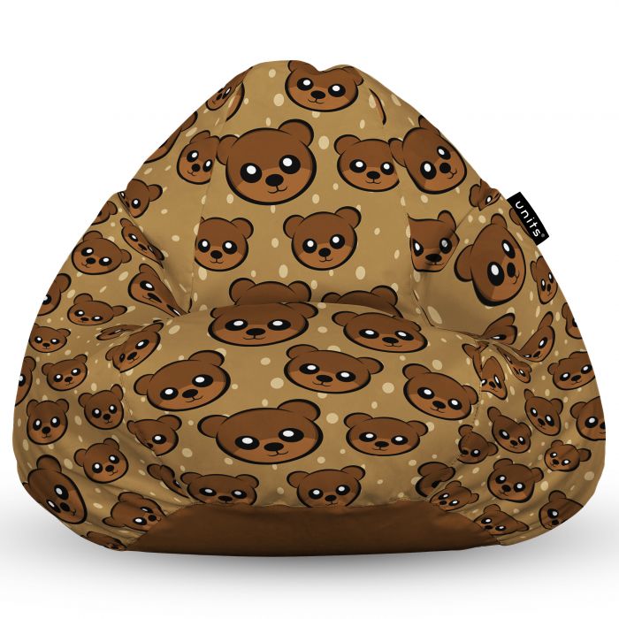 Fotoliu Units Puf Bean Bag tip para L, impermeabil, indoor/outdoor, sac interior, cu maner, 80 x 80 x 60 cm, cute brown bear BEANUNB-PR-L-EXT-141