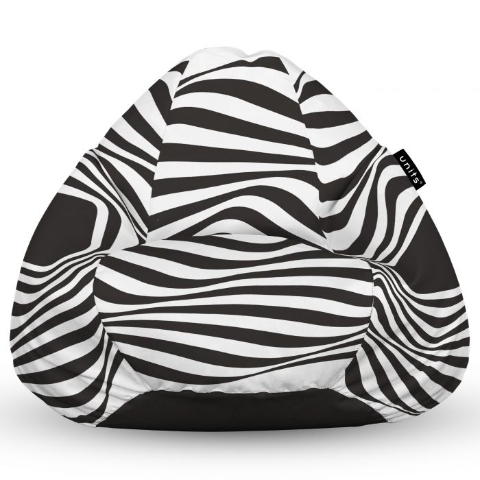 Fotoliu Units Puf Bean Bag tip para XL, impermeabil, indoor/outdoor, sac interior, cu maner, 90 x 85 x 65 cm, abstract zebra BEANUNB-PR-XL-EXT-032