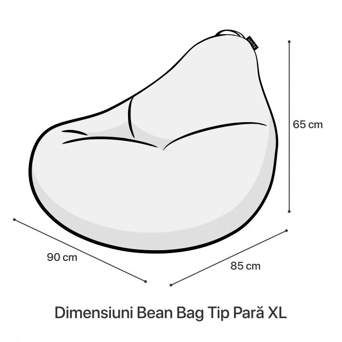 Fotoliu Units Puf Bean Bag tip para XL, impermeabil, indoor/outdoor, sac interior, cu maner, 90 x 85 x 65 cm, bej cu triunghiuri multicolore BEANUNB-PR-XL-EXT-009