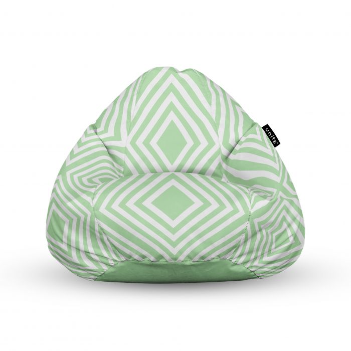 Fotoliu Units Puf Bean Bag tip para XL, impermeabil, indoor/outdoor, sac interior, cu maner, 90 x 85 x 65 cm, Diamond, Green BEANUNB-PR-XL-EXT-156