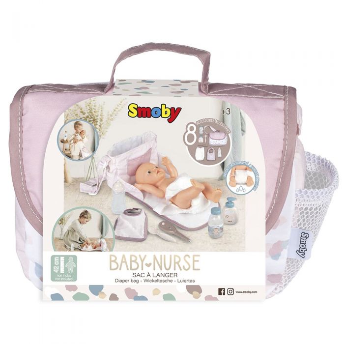 Gentuta de infasat pentru papusa Smoby Baby Nurse Changing Bag crem cu accesorii HUBS7600220369