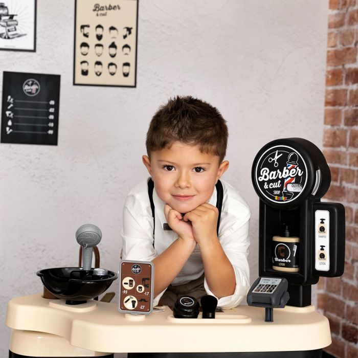 Salon coafura pentru copii Smoby Barber Shop, Barber and Cut negru HUBS7600320243