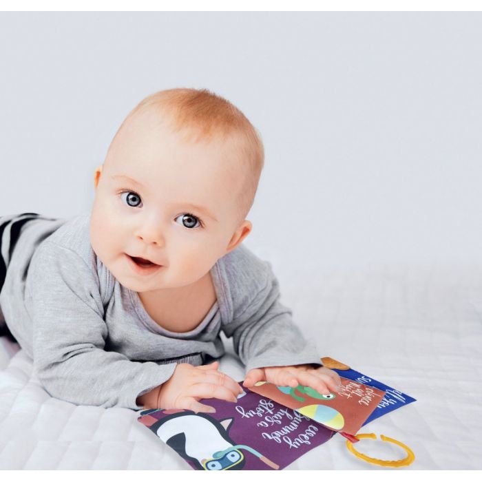 Cartea interactiva pentru bebelusi cu accesoriu de dentitie BabyJem (Model: cu animale) JEMbj_7751