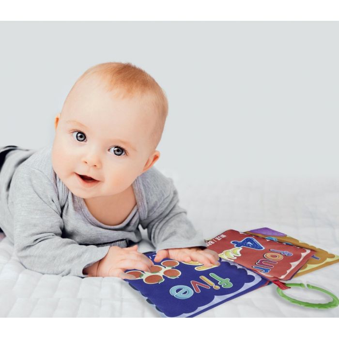 Cartea interactiva pentru bebelusi cu accesoriu de dentitie BabyJem (Model: cu fructe) JEMbj_7752